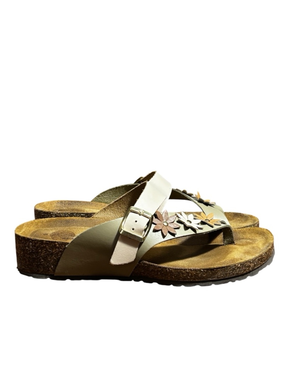 A. Giannetti Leather slip-on sandals. Buckle Strap,cork footbed. Women’s 9